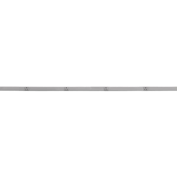 Metal PlugTrak, 20A 125V, 1 Circuit, 4 Receptacle, 6' Length, Gray